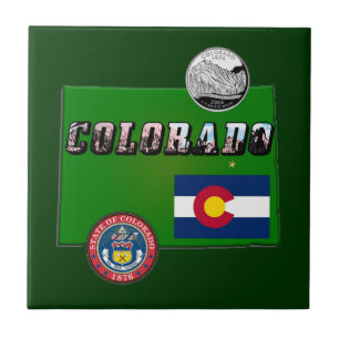 Colorado Picture Text, Flag, Seal, Quarter, Map Tile