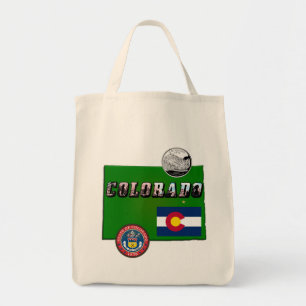 Colorado Picture Text, Flag, Seal, Quarter, Map Tote Bag
