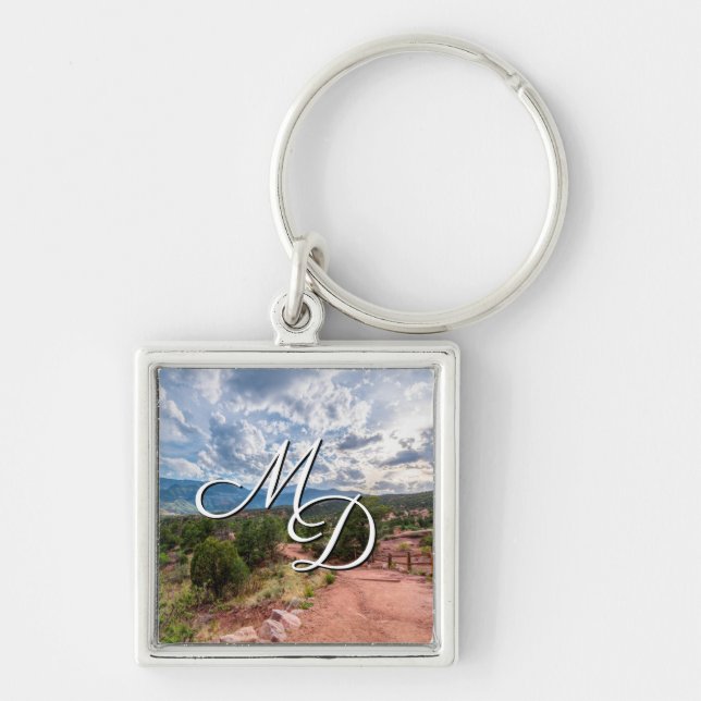 Colorado Pikes Peak Evening Hike Square Keychain (Front)