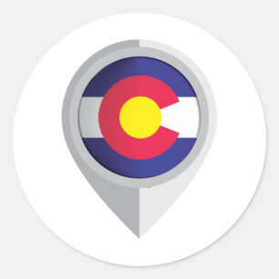 Colorado Pin Location Flag Classic Round Sticker
