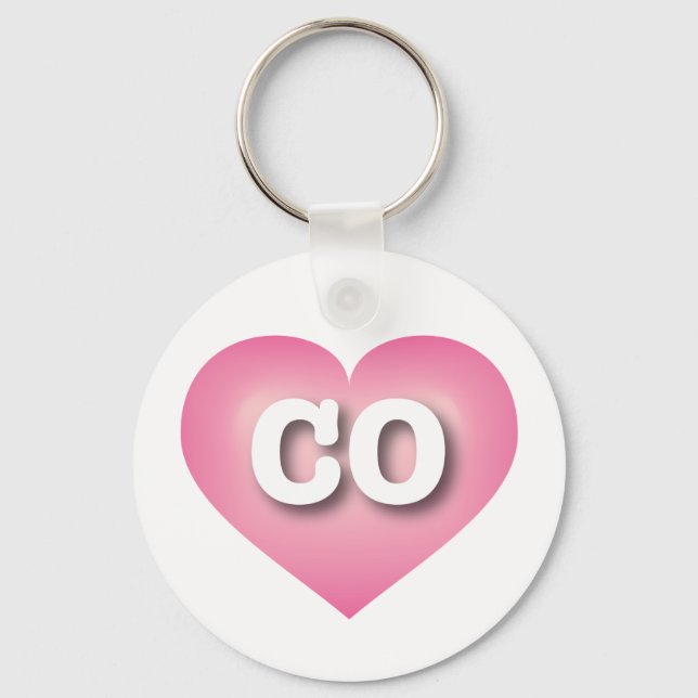 Colorado Pink Fade Heart - I love CO Key Ring (Front)