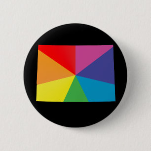 colorado pride. angled. 6 cm round badge