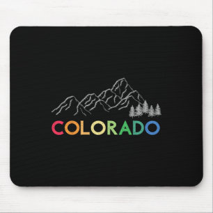 Colorado Pride Hiking Rainbow Retro Vintage Mounta Mouse Mat