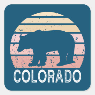 Colorado Retro Bear Square Sticker