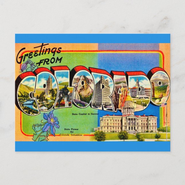 Colorado Retro Greeting Postcard (Front)