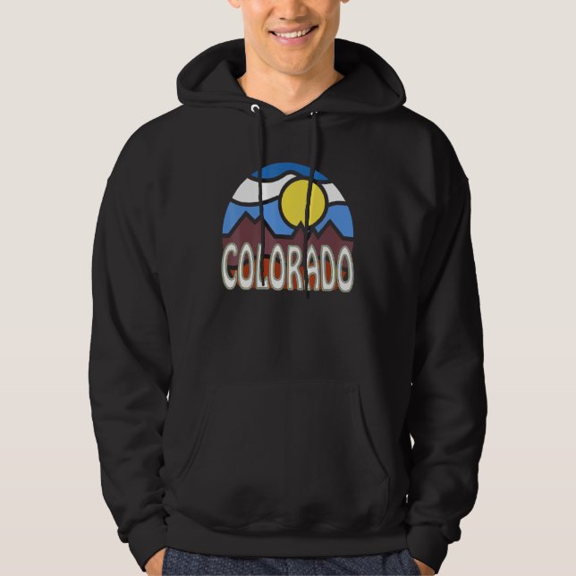 Colorado Retro Mountain Sunset Outdoor Vanlife Exp Hoodie (Front)