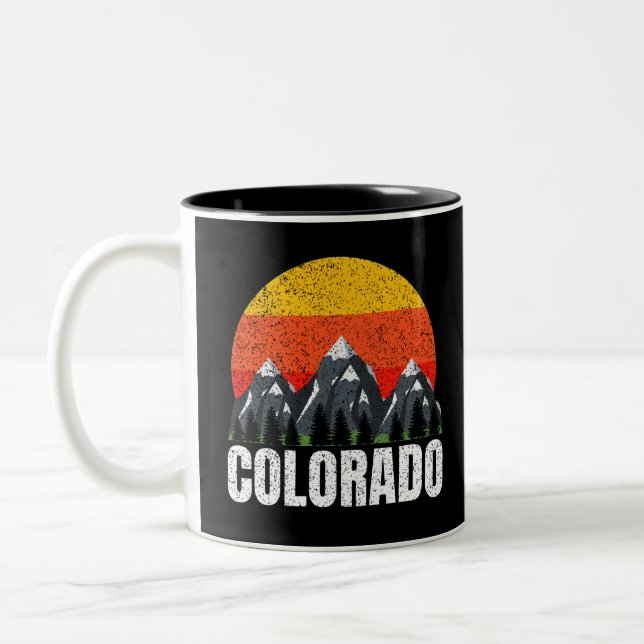 Colorado Retro Sunset Two-Tone Coffee Mug (Left)