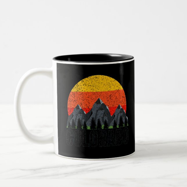 Colorado Retro Sunset Two-Tone Coffee Mug (Left)