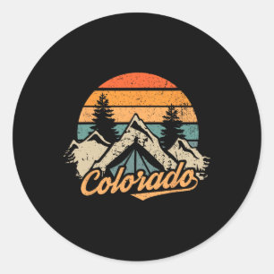 Colorado - Retro Vintage Mountains Nature Hiking C Classic Round Sticker