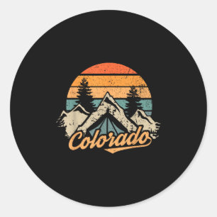 Colorado - Retro Vintage Mountains Nature Hiking C Classic Round Sticker