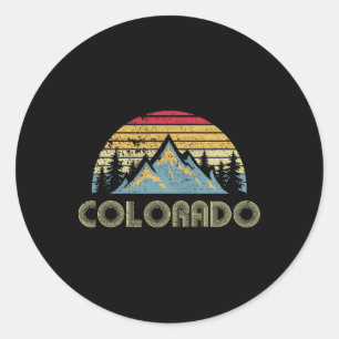 Colorado - Retro Vintage Mountains Nature Hiking  Classic Round Sticker