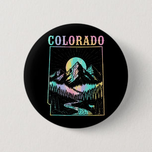 Colorado Retro Vintage Mountains State Map Travel 6 Cm Round Badge