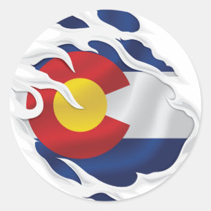 Colorado Ripped Flag Classic Round Sticker