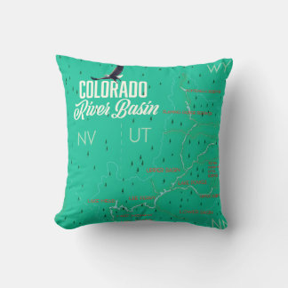 Colorado River Basin vintage map Cushion