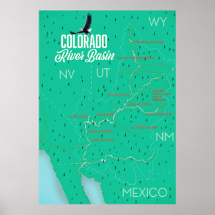 Colorado River Basin vintage map Poster