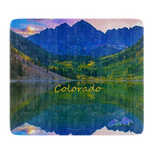 Colorado Rocky Mountains and Lake Cutting Board (Front)