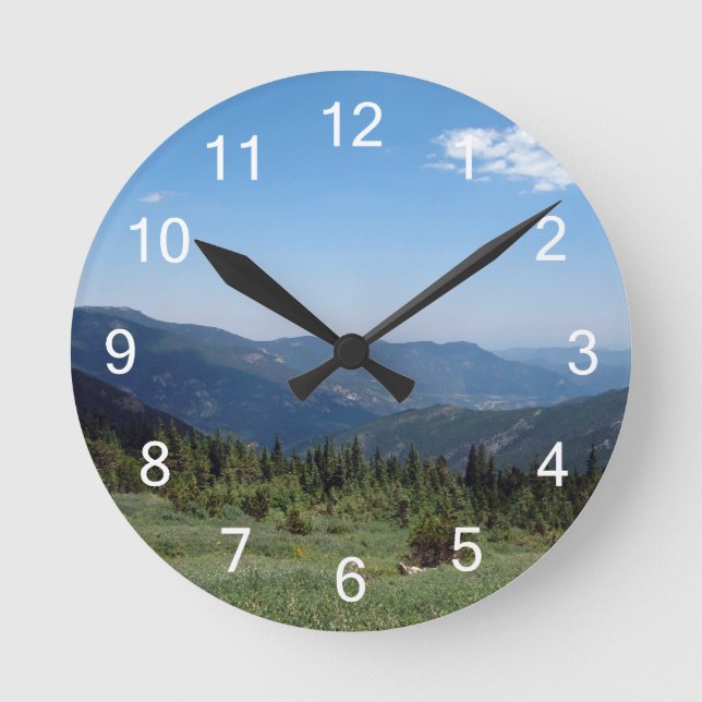 Colorado Rocky Mountains Panorama Round Clock (Front)