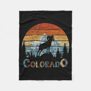 Colorado rocky mountains retro skiing camping fleece blanket