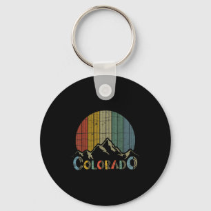 Colorado rocky mountains retro skiing camping key ring