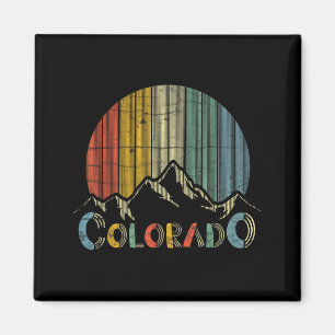 Colorado rocky mountains retro skiing camping magnet