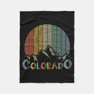 Colorado Rocky Mountains Retro Tee Skiing Camping  Fleece Blanket