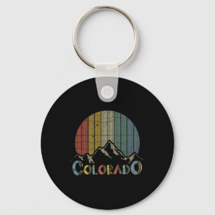 Colorado Rocky Mountains Retro Tee Skiing Camping Key Ring