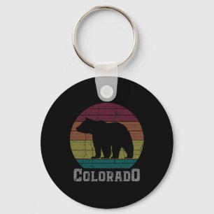 Colorado Rocky Mountains Retro Tee Skiing Camping  Key Ring