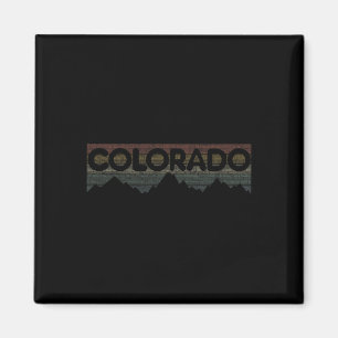 Colorado Rocky Mountains Retro Tee Skiing Camping Magnet