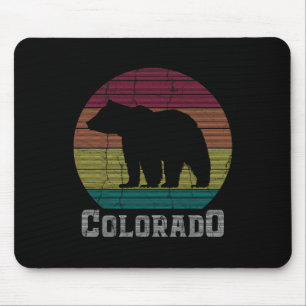 Colorado Rocky Mountains Retro Tee Skiing Camping Mouse Mat