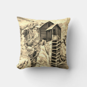 Colorado Rocky Mountains River Crystal Mill Cushion