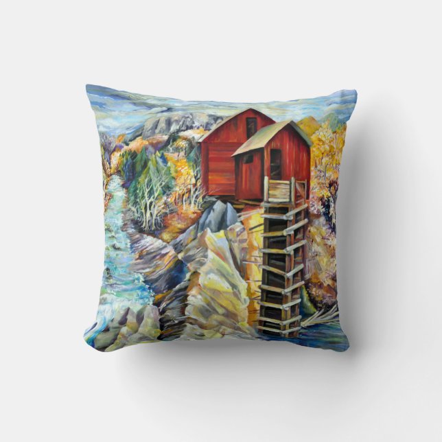 Colorado Rocky Mountains River Crystal Mill Cushion (Front)