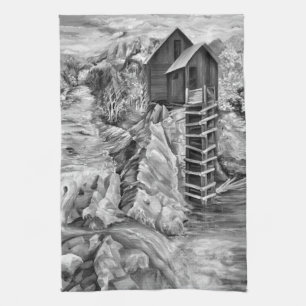 Colorado Rocky Mountains River Crystal Mill Tea Towel