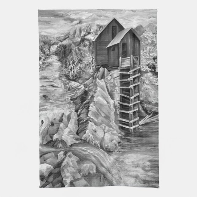 Colorado Rocky Mountains River Crystal Mill Tea Towel (Vertical)