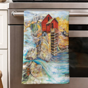 Colorado Rocky Mountains River Crystal Mill Tea Towel
