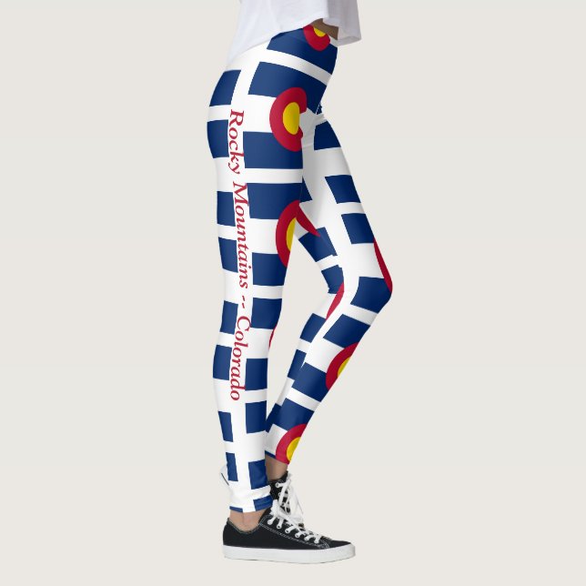 Colorado Rocky Mountains State Flag Red Blue Gold Leggings (Right)