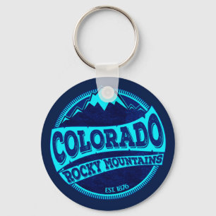 Colorado Rocky Mountains teal blue ink keychain