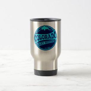 Colorado Rocky Mountains teal blue stainless mug