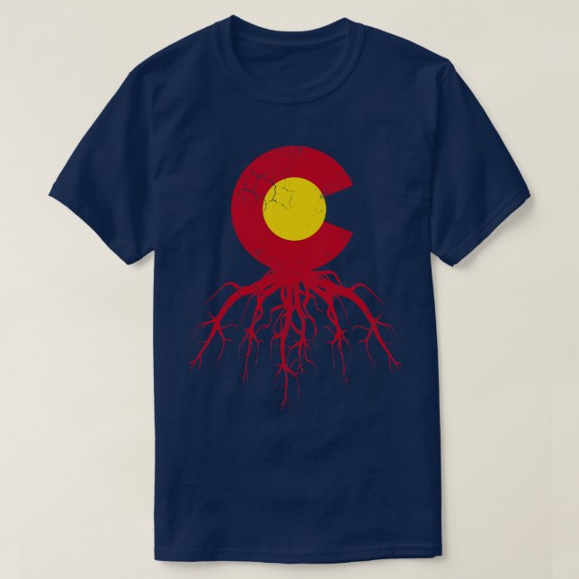 Colorado Roots Flag Home Love Family T-Shirt (Design Front)