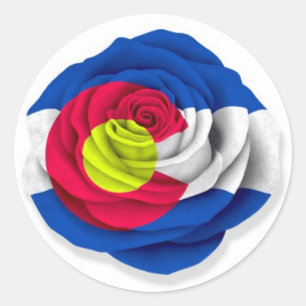 Colorado Rose Flag on White Classic Round Sticker
