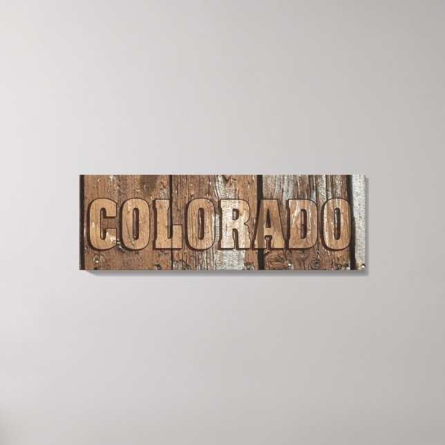 Colorado rustic wood wall canvas sign (Front)