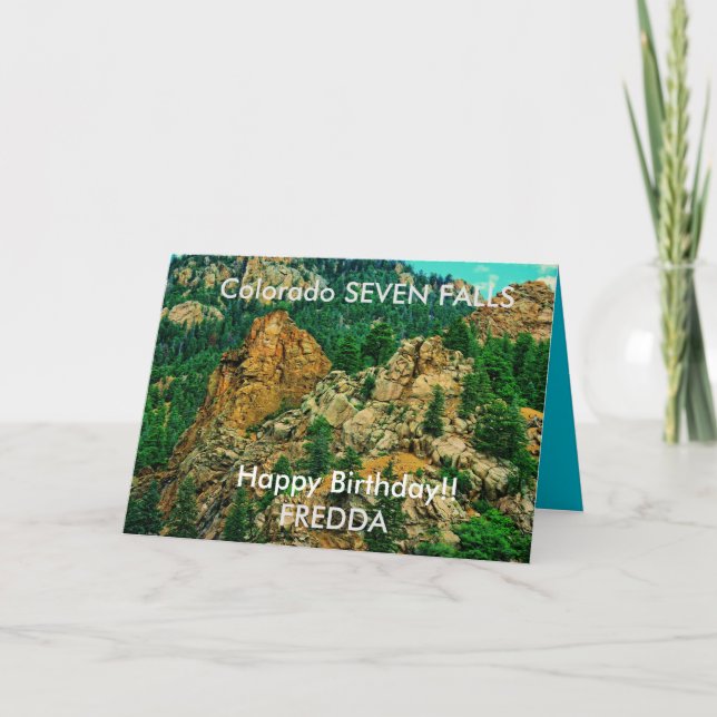 Colorado Seven Falls Birthday Card (Front)