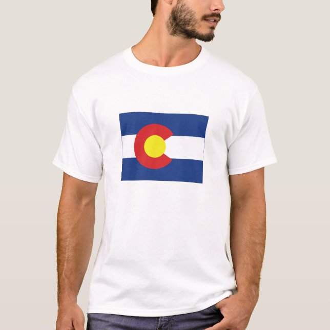 Colorado Silhouette Map Shaped State Flag T-Shirt (Front)