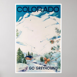 Colorado Ski Poster Travel Art Greyhound Print