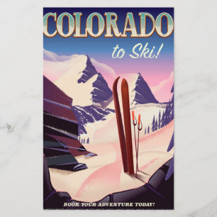 Colorado Ski print - USA vintage ski sports poster Stationery