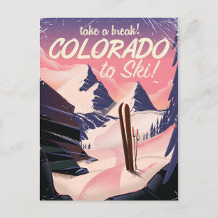 Colorado Ski retro travel poster Postcard