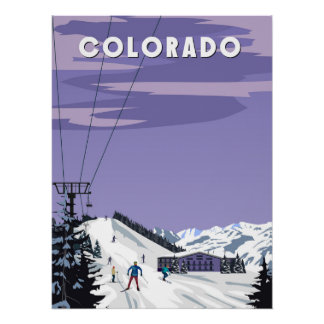 Colorado Ski travel resort poster vintage Aspen
