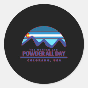 Colorado Skiing Mountain Snowboarding Rocky Powder Classic Round Sticker