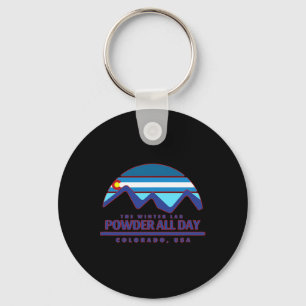 Colorado Skiing Mountain Snowboarding Rocky Powder Key Ring