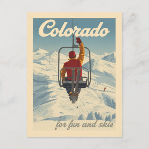 Colorado Skiing Travel Postcard