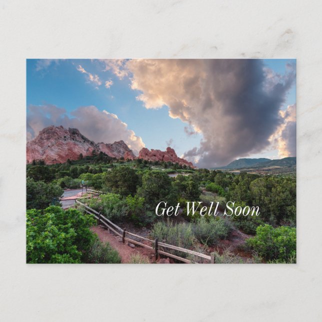 Colorado Sleeping Giant Sunrise Get Well Postcard (Front)